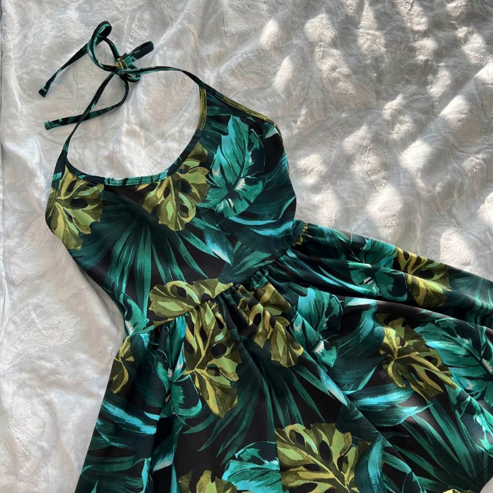 American Apparel Jungle Monstera Leaves Skater Dress